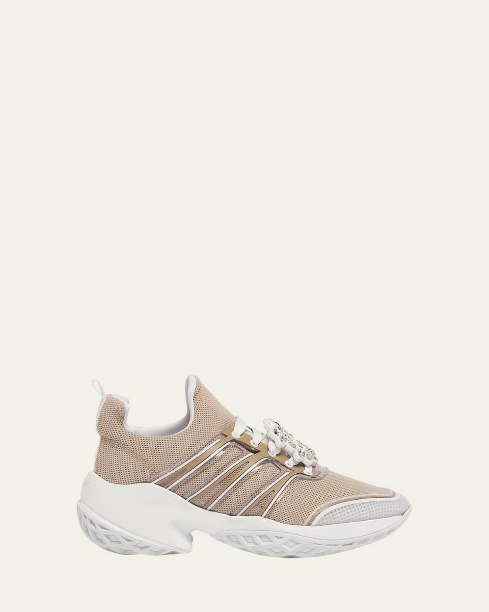 Viv Run Strass Buckle Knit Lace-Up Sneakers